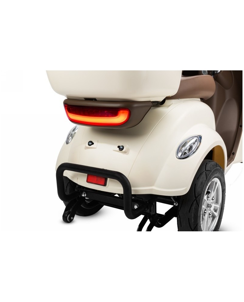 Elektrinio skuterio Lunar galinė dalis su rakinama daiktadėže ir LED žibintais.