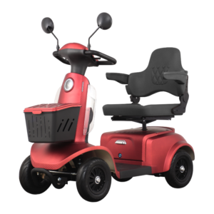Elektrinis keturratis motoroleris Spirit-3 raudonas, mobilumo skuteris senjorams