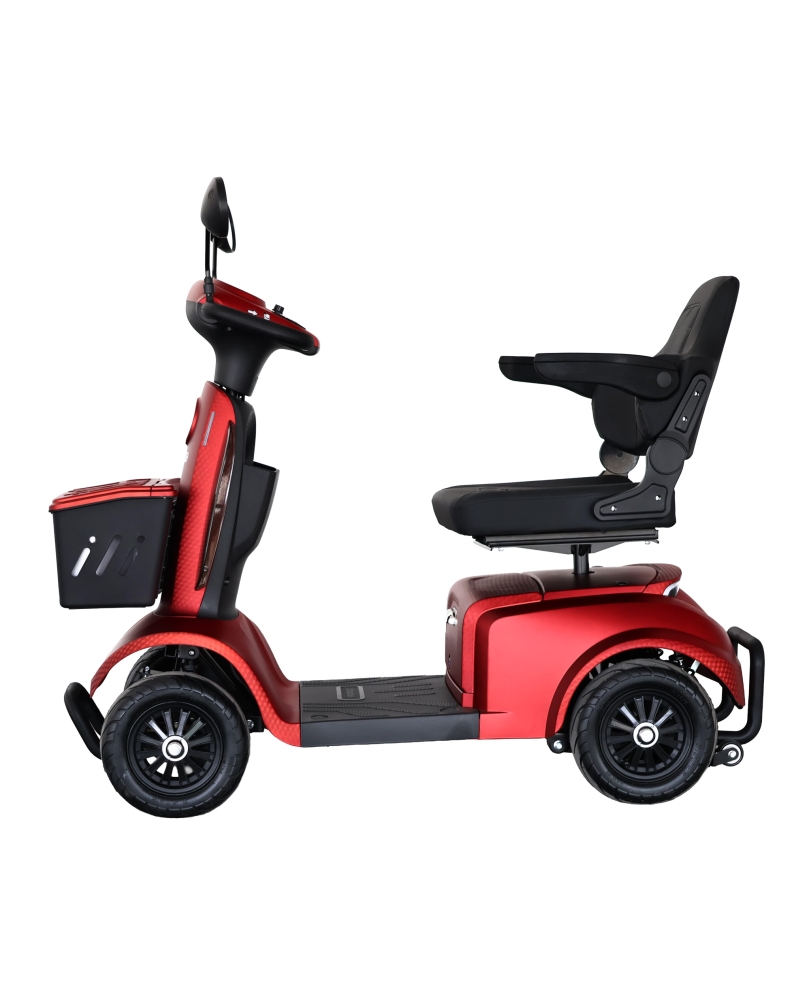 Raudonas elektrinis mobilumo motoroleris Spirit-3 senjorams ir neįgaliesiems