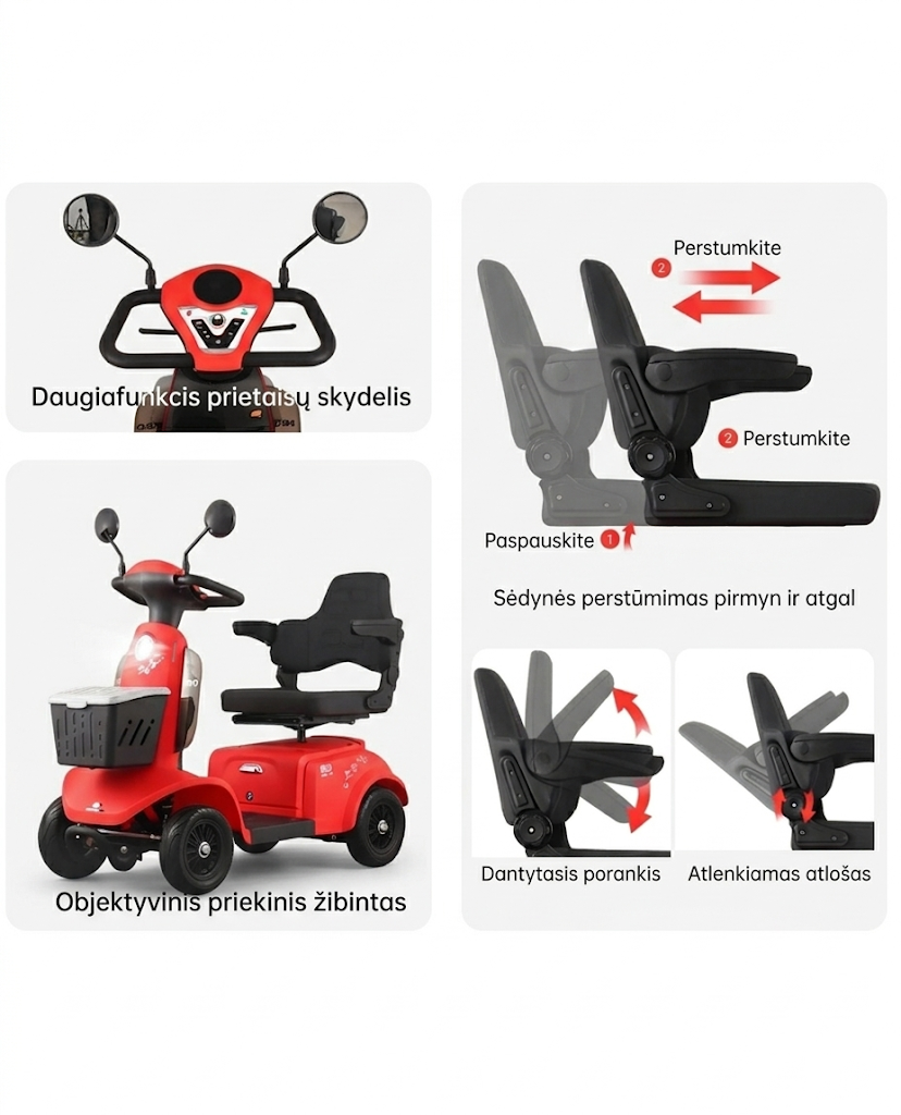 Elektrinio skuterio Spirit-3 funkcijos: LCD ekranas, elektromagnetiniai stabdžiai, Bluetooth