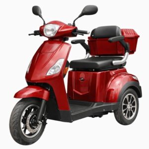 Elektrinis triratis BN022 800W raudonos spalvos su galine daiktadėže