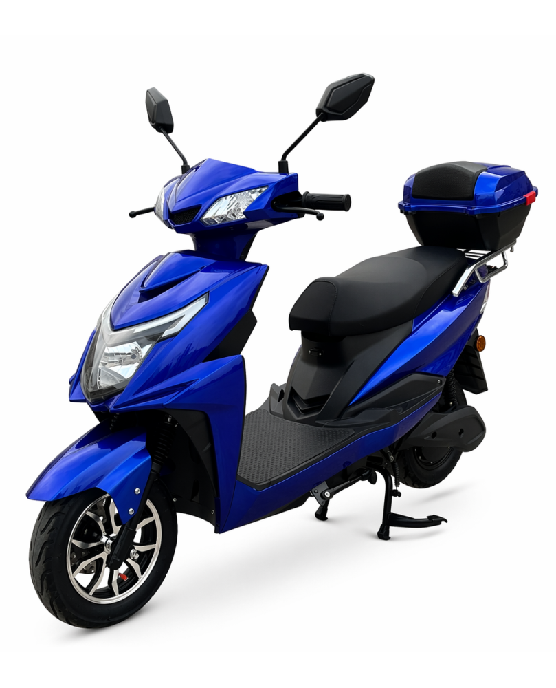 Elektrinis motoroleris Z1000 1000W mėlynos spalvos su galine daiktadėže