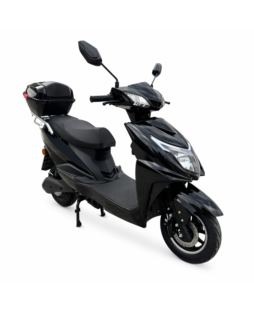 Elektrinis motoroleris Z1000 juodos spalvos su vairu ir galinio vaizdo veidrodėliais