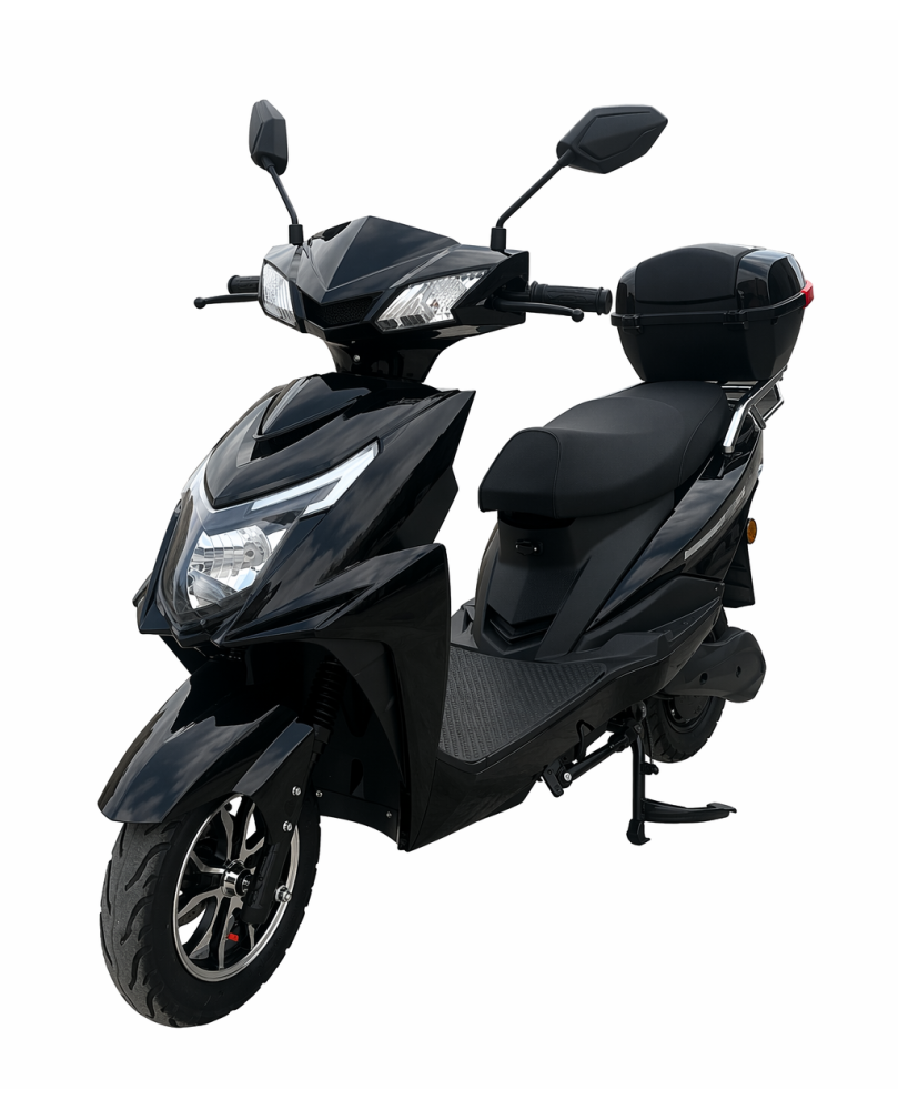 Elektrinis motoroleris Z1000 1000W juodos spalvos su LED žibintais ir daiktadėže
